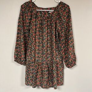 Girl’s gray with tiny  Flowers Long Sleeve Dress Cat & Jack Size L(10-12) pocket